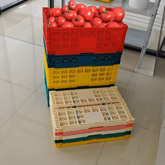 Оптовый экономичный, простой в уходе пластиковый штабелируемый ящик для загрузки морепродуктов, складной многоразовый ящик для хранения пищевых продуктов, нестандартная конструкция для овощей